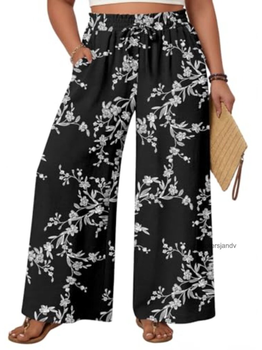 Women's High Waist Wide Leg Palazzo Pants with Pockets